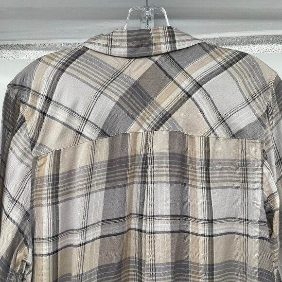 CJ Banks Womens Plaid Button Up Top Long Sleeve Multicolored Size X Studded - Picture 6 of 9